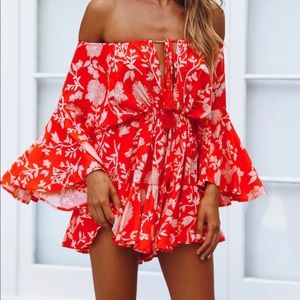Floral off the shoulder romper